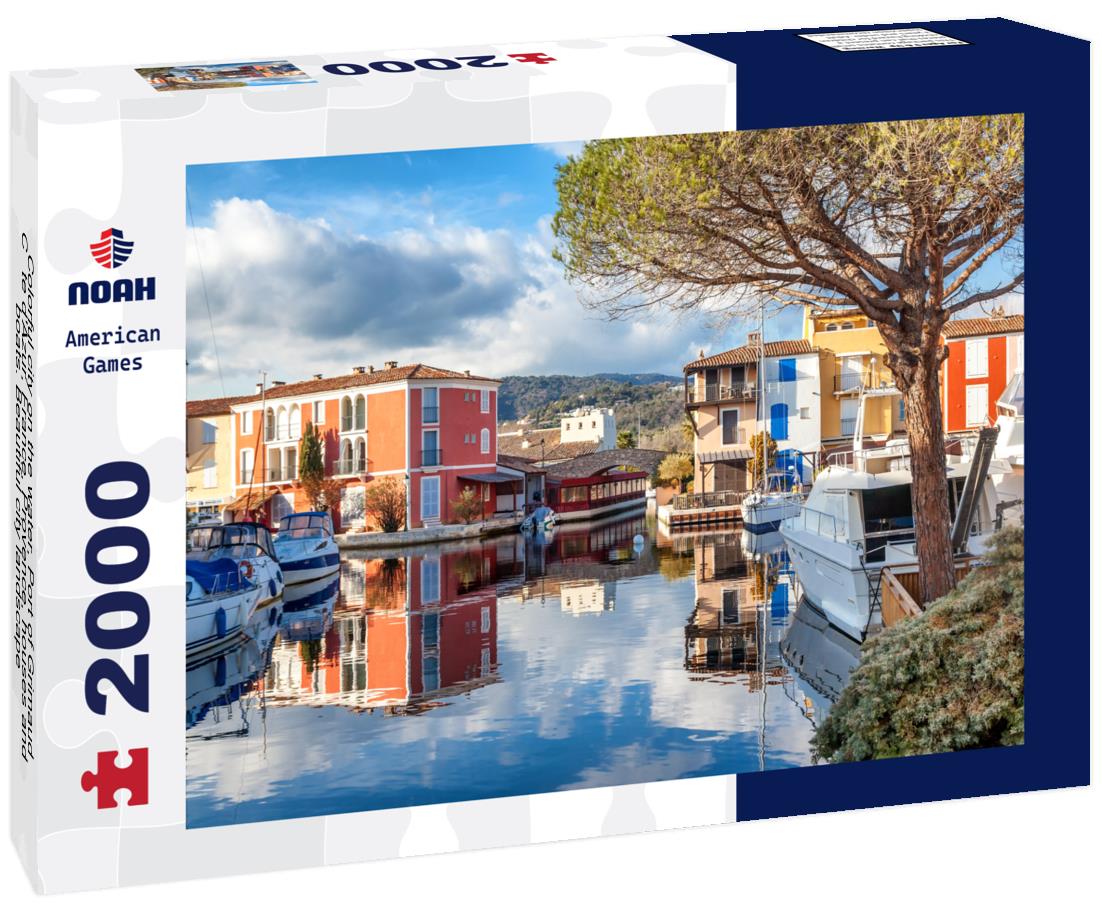 Noah Jigsaw Puzzle Colorful city on the water, Port of Grimaud, Côte d'Azur, France, Provence, houses and boats. Beautiful city landscape 2000 pieces
