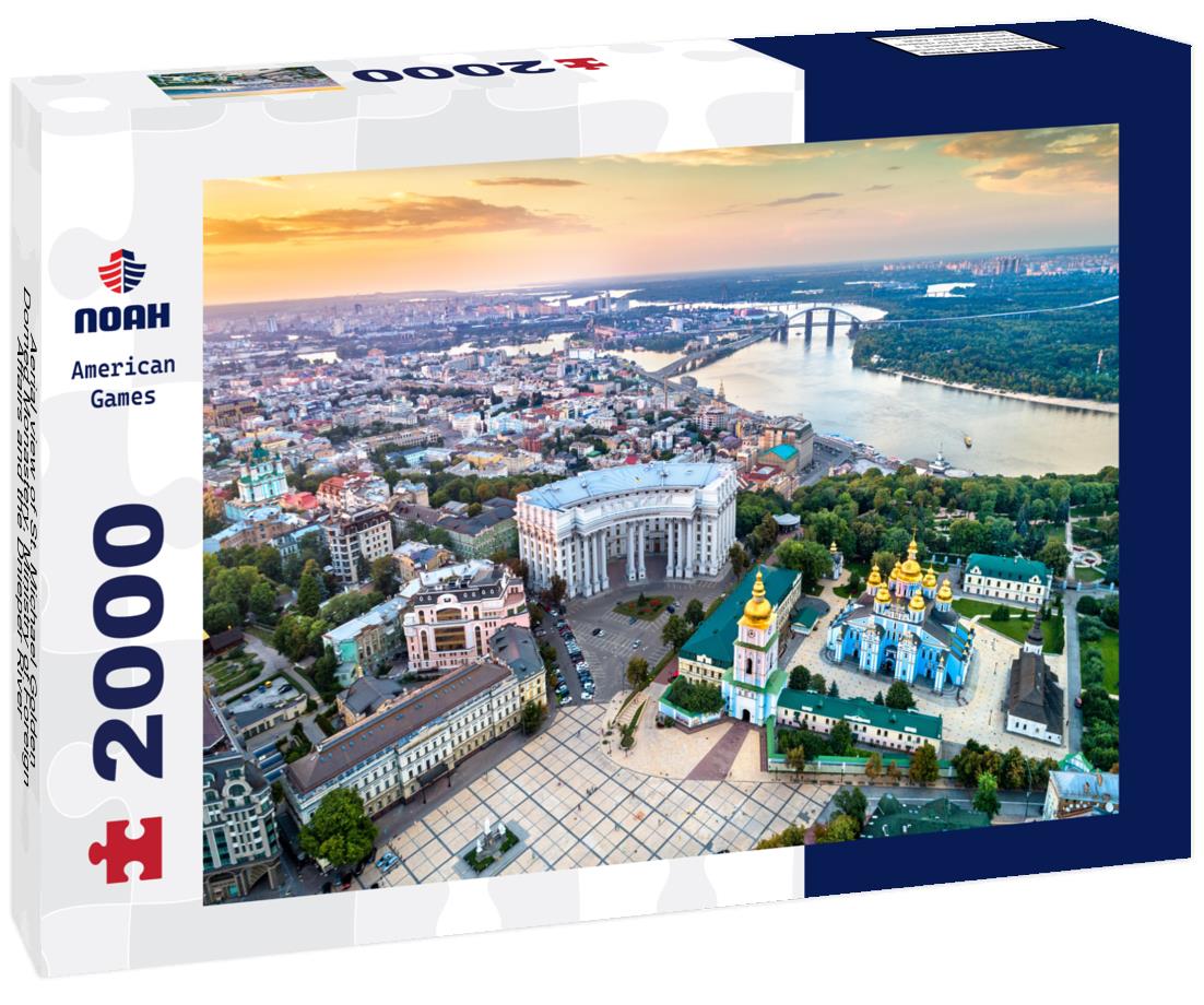Aerial view of St. Michael Golden-Domed Monastery, Ministry of Foreign Affairs and the Dnieper River in Kiev, Ukraine 2000pc Puzzle
