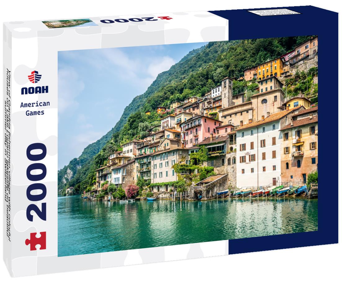 Gandria fishermen village with colorful houses on Lake Lugano lakeside on beautiful summer day in Switzerland 2000pc Puzzle