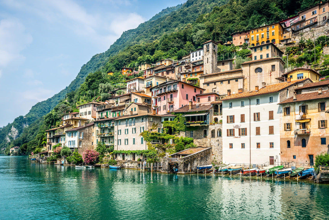 Noah Jigsaw Puzzle View of Gandria fishermen village with colorful houses on Lake Lugano lakeside on beautiful summer day in Switzerland 2000 pieces