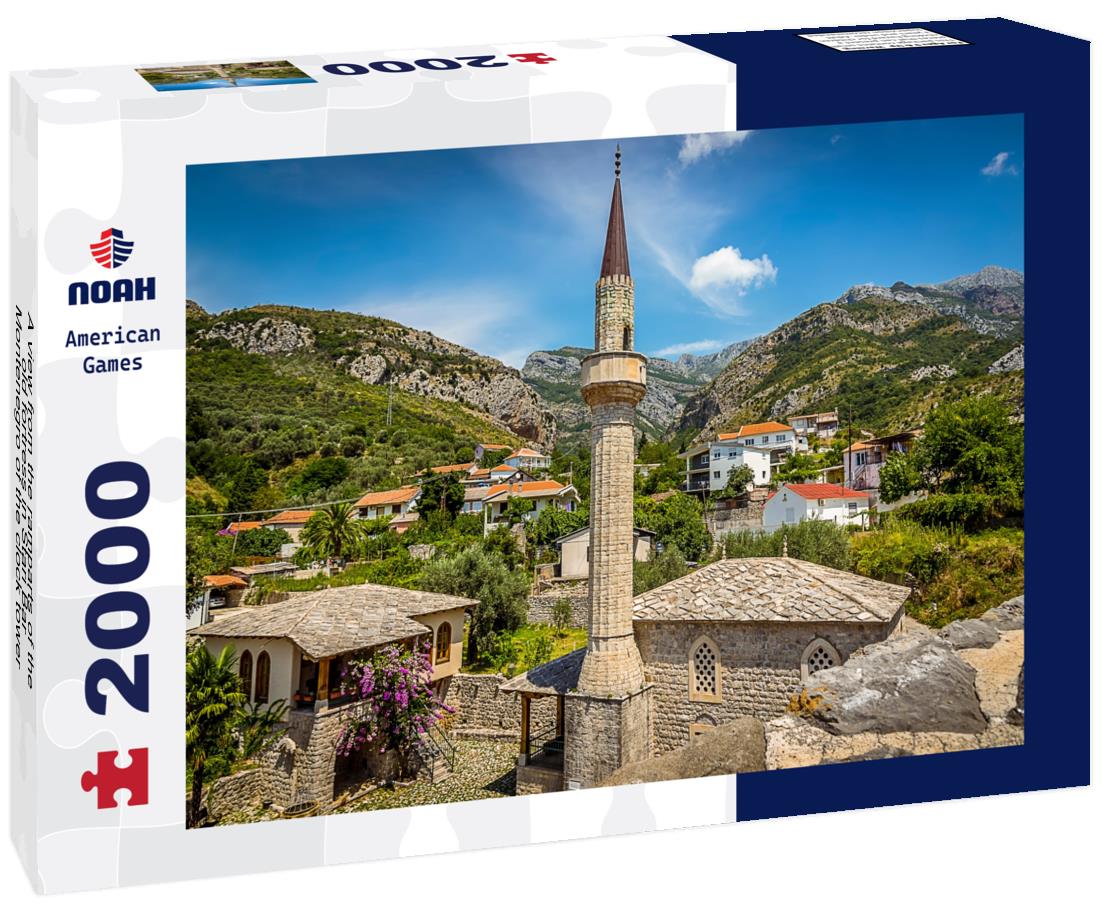 A view from the ramparts of the old fortress in Stari Bar, Montenegro of the clock tower and the surrounding village 2000pc Puzzle