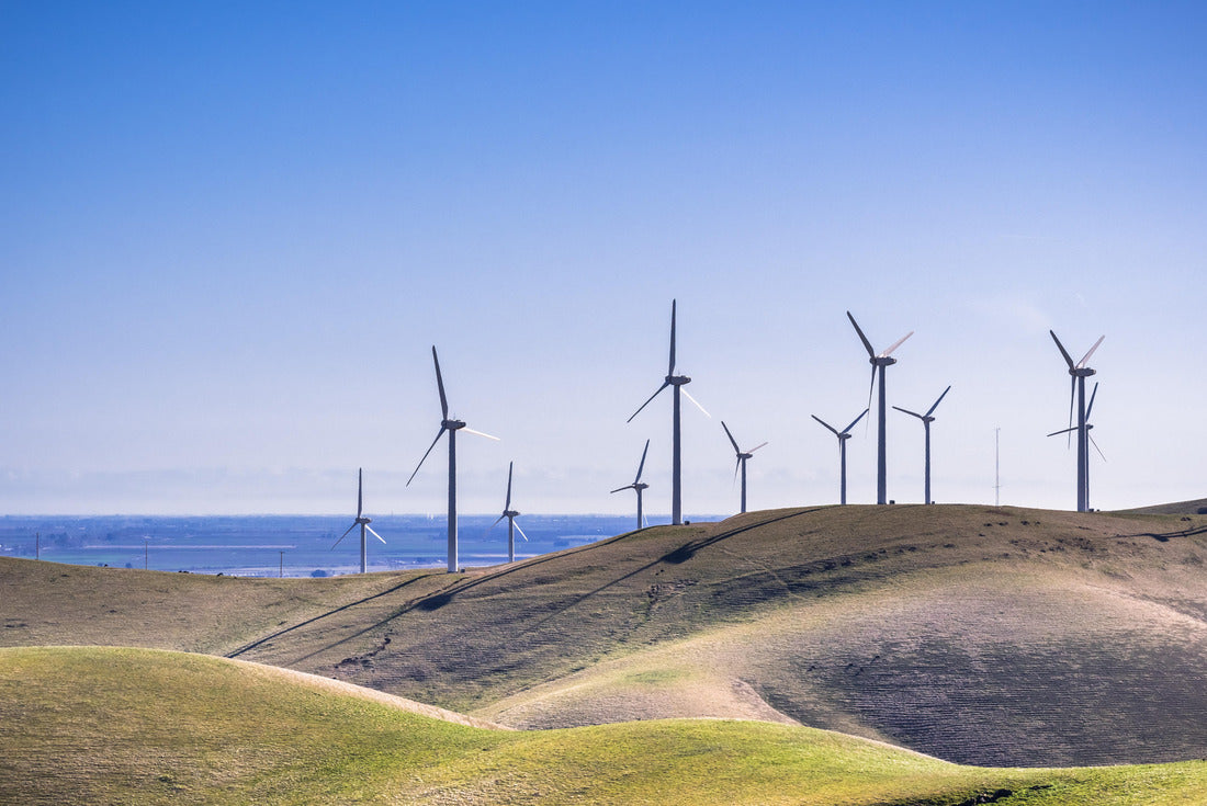 Wind turbines on the hills of east San Francisco bay, Stockton valley in the background, Alameda county, California 2000pc Puzzle