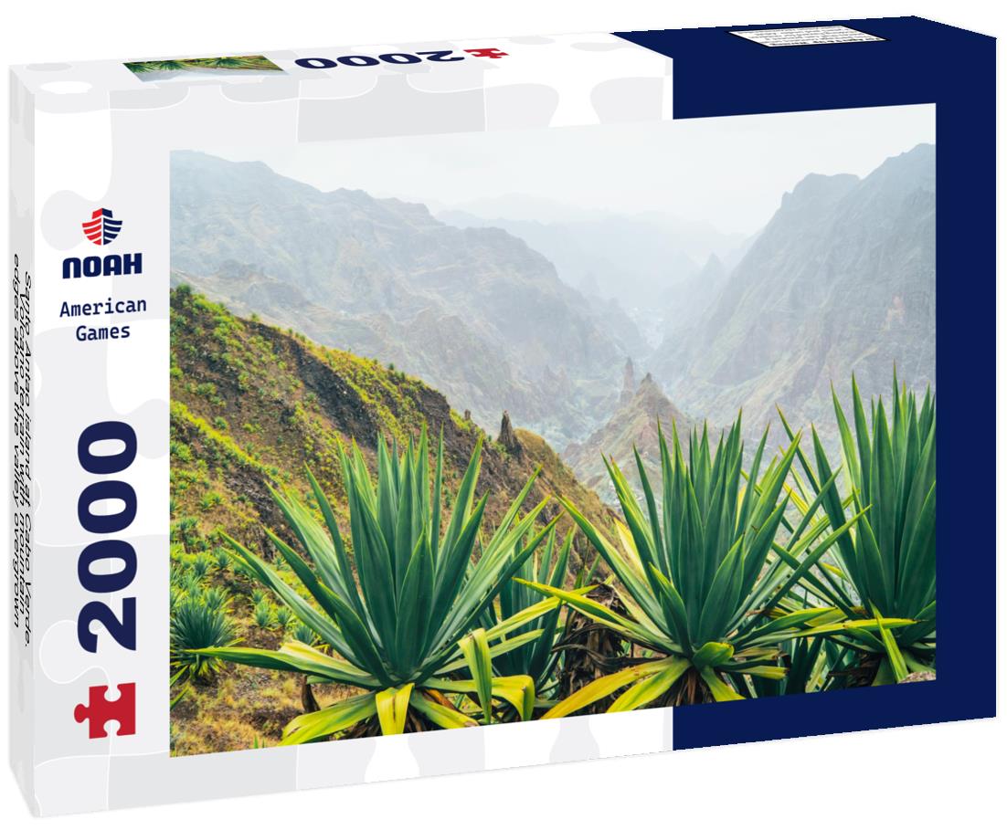 Noah Jigsaw Puzzle Santo Antao island at Cabo Verde. Volcano terrain with mountain edges above the valley overgrown with agave plants 2000 pieces