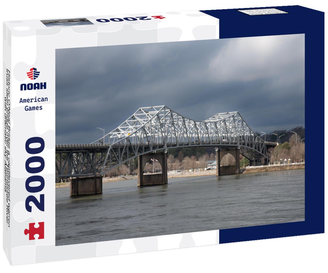 Noah Jigsaw Puzzle Historic O'Neal Bridge a cantilevered warren truss steel bridge over the Tennessee River with dramatic sky Alabama 2000 pieces