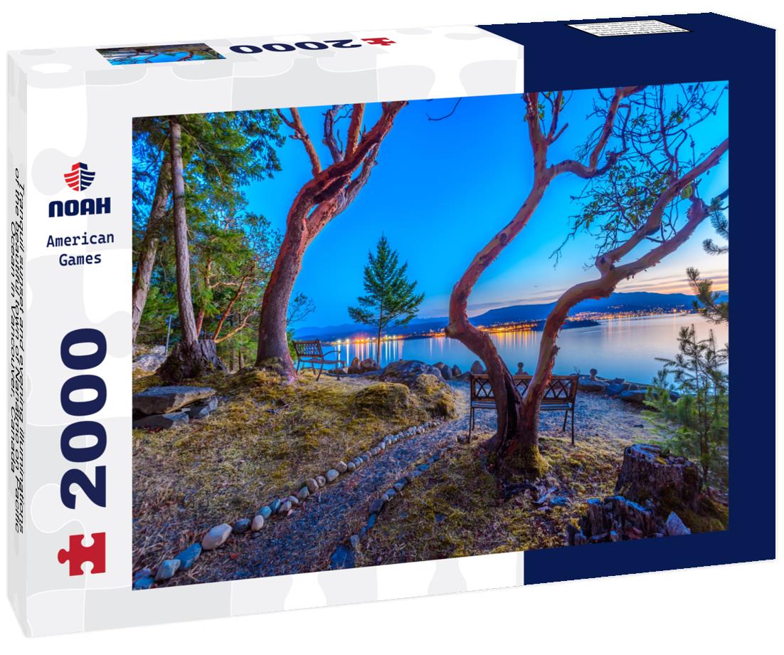 Noah Jigsaw Puzzle Tranquil sunset and evening illuminations of the beautiful town of Nanaimo on Pacific Ocean in Vancouver, Canada 2000 pieces
