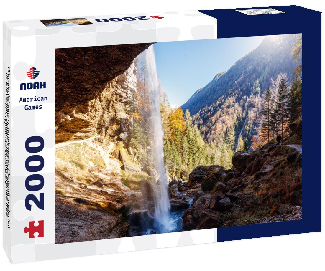 Noah Jigsaw Puzzle Wonderful sunny landscape. Pericnik waterfall in Slovenian Julian Alps with orange tree in Triglav National Park 2000 pieces