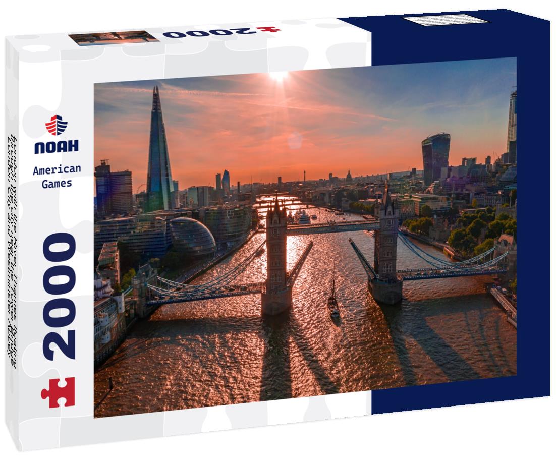 Noah Jigsaw Puzzle London with the River Thames floating through the city near the Tower Bridge, London City and Westminster Abbey 2000 pieces