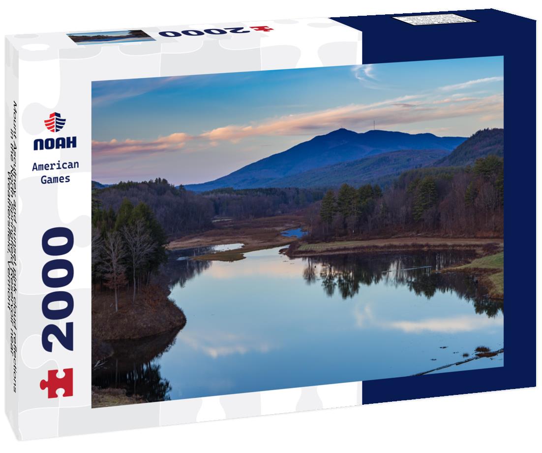 Noah Jigsaw Puzzle Mount Ascutney and sunset pink cloud reflections in the North Springfield Reservoir near Weathersfield, Vermont 2000 pieces