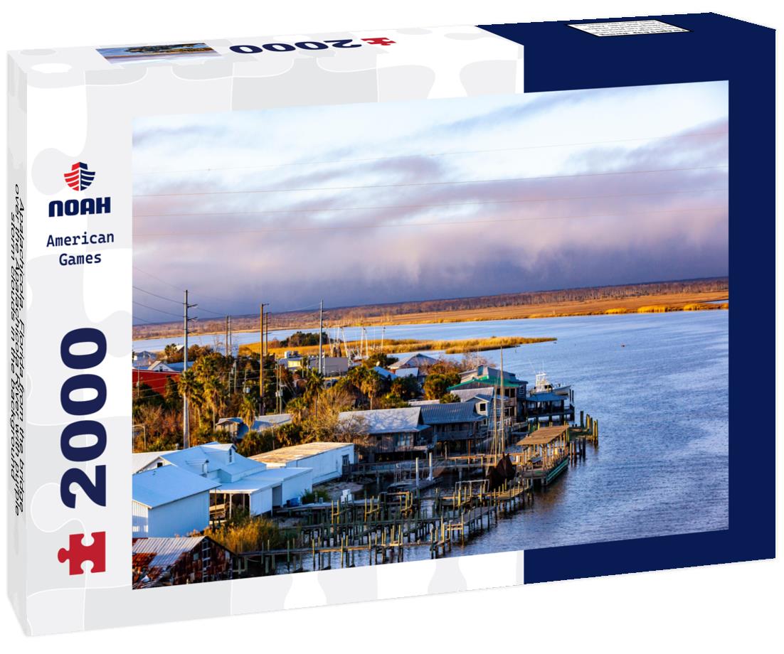 Noah Jigsaw Puzzle Apalachicola, Florida from the bridge over the Apalachicola River with purple storm clouds in the background 2000 pieces