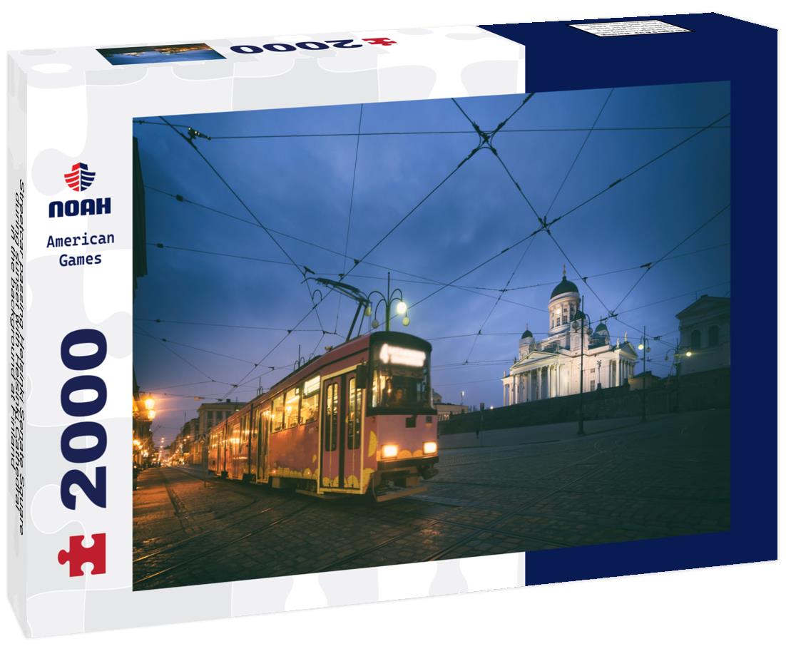 Noah Jigsaw Puzzle Streetcar passing Helsinki Senate Square during sunset with Helsinki Cathedral in the background at Finland 2000 pieces