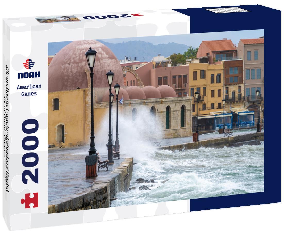 Noah Jigsaw Puzzle Storm flooded sea front streets of Kasteli, the of town of Chania, the second largest city of Crete, Greece 2000 pieces