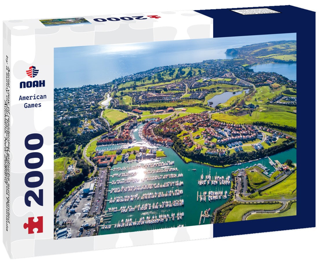 Noah Jigsaw Puzzle Aerial view of residential suburbs surrounded by a sunny ocean harbor. Whangaparoa Peninsula, Auckland, New Zealand 2000 Pieces