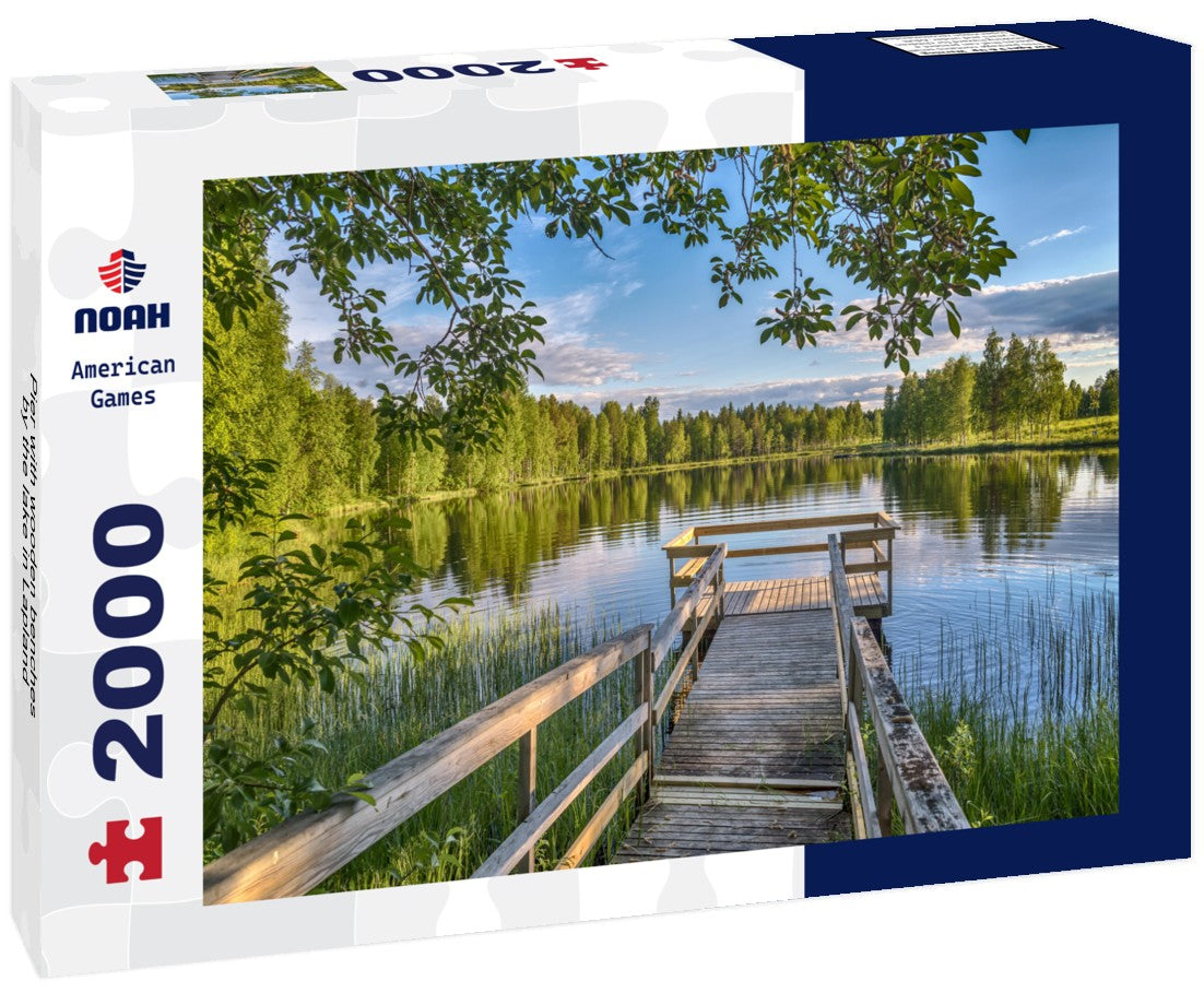 Noah Jigsaw Puzzle Pier with wooden benches by the lake in Lapland 2000 Pieces