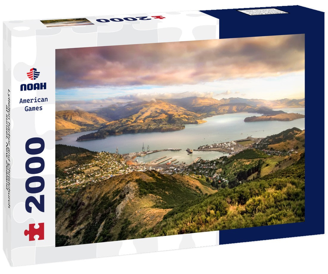 Noah Jigsaw Puzzle Lyttelton harbor and Christchurch at sunset, New Zealand 2000 Pieces