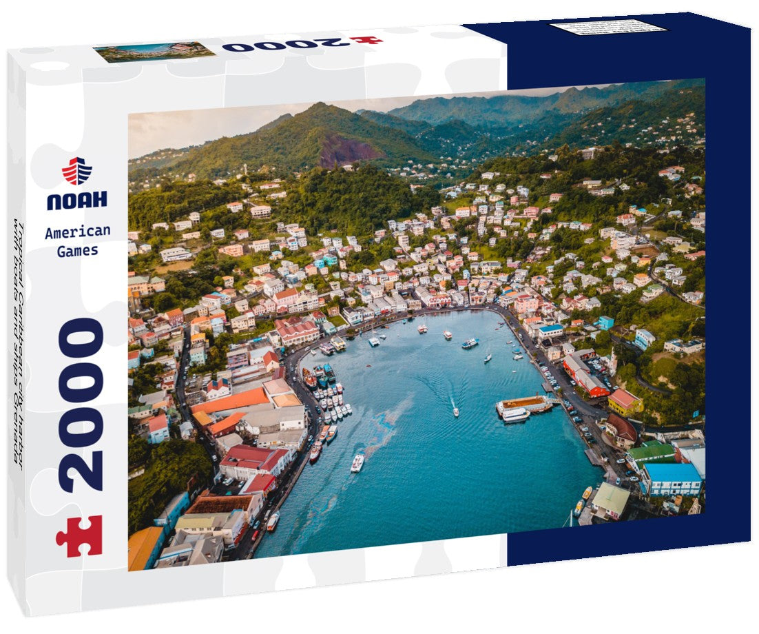 Noah Jigsaw Puzzle Tropical Caribbean city harbor with boats and ships Grenada 2000 Pieces