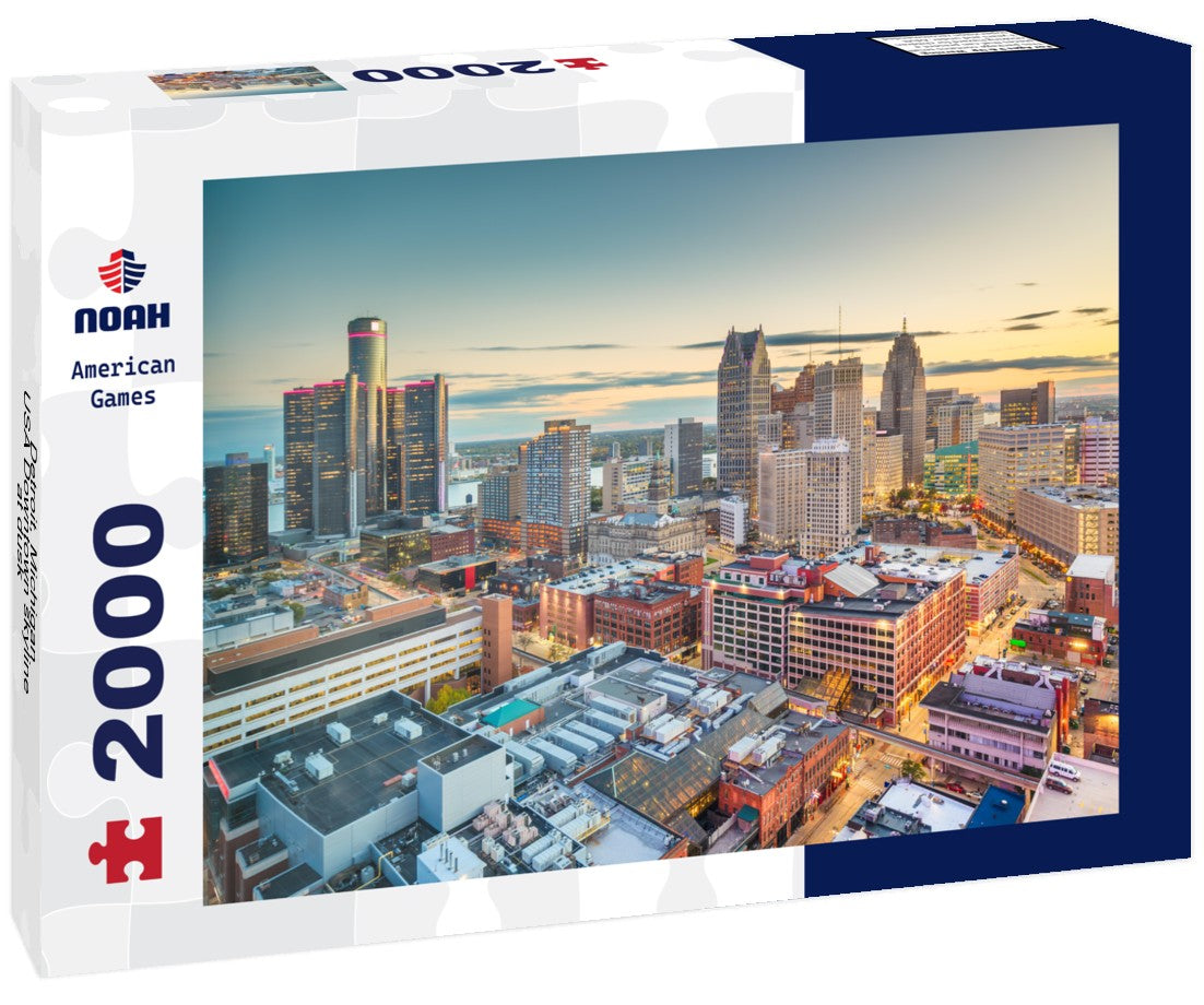 Noah Jigsaw Puzzle Detroit, Michigan, USA Downtown skyline at dusk 2000 Pieces