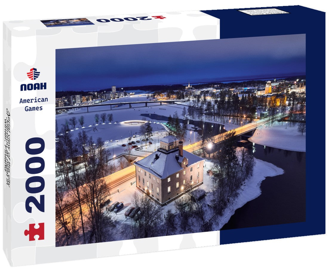 Noah Jigsaw Puzzle Aerial view of the city of Joensuu at night in winter, Finland 2000 Pieces