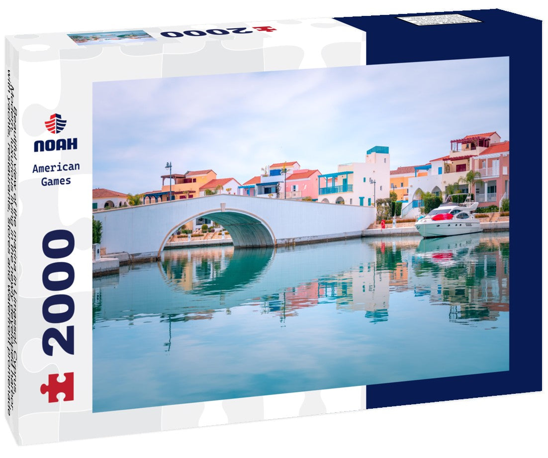 Noah Jigsaw Puzzle Beautiful view of the marina in Limassol, Cyprus. Modern, luxurious living in the newly developed harbor with yachts, restaurants, stores and waterfront promenade 2000 Pieces