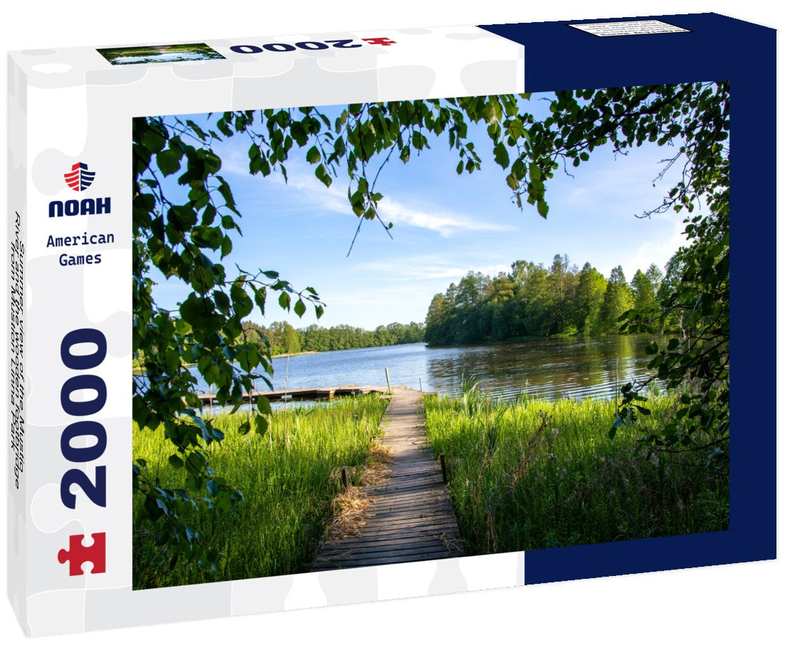 Noah Jigsaw Puzzle Summer view of the Mustio River and the wooden footbridge from Mustion Linna Park, Finland 2000 Pieces