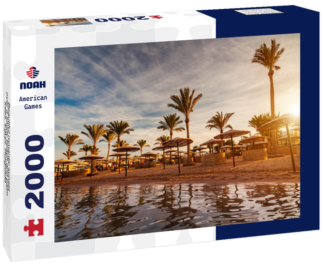 Noah Jigsaw Puzzle Beautiful romantic sunset over a sandy beach and palm trees. Egypt. Hurghada 2000 Pieces