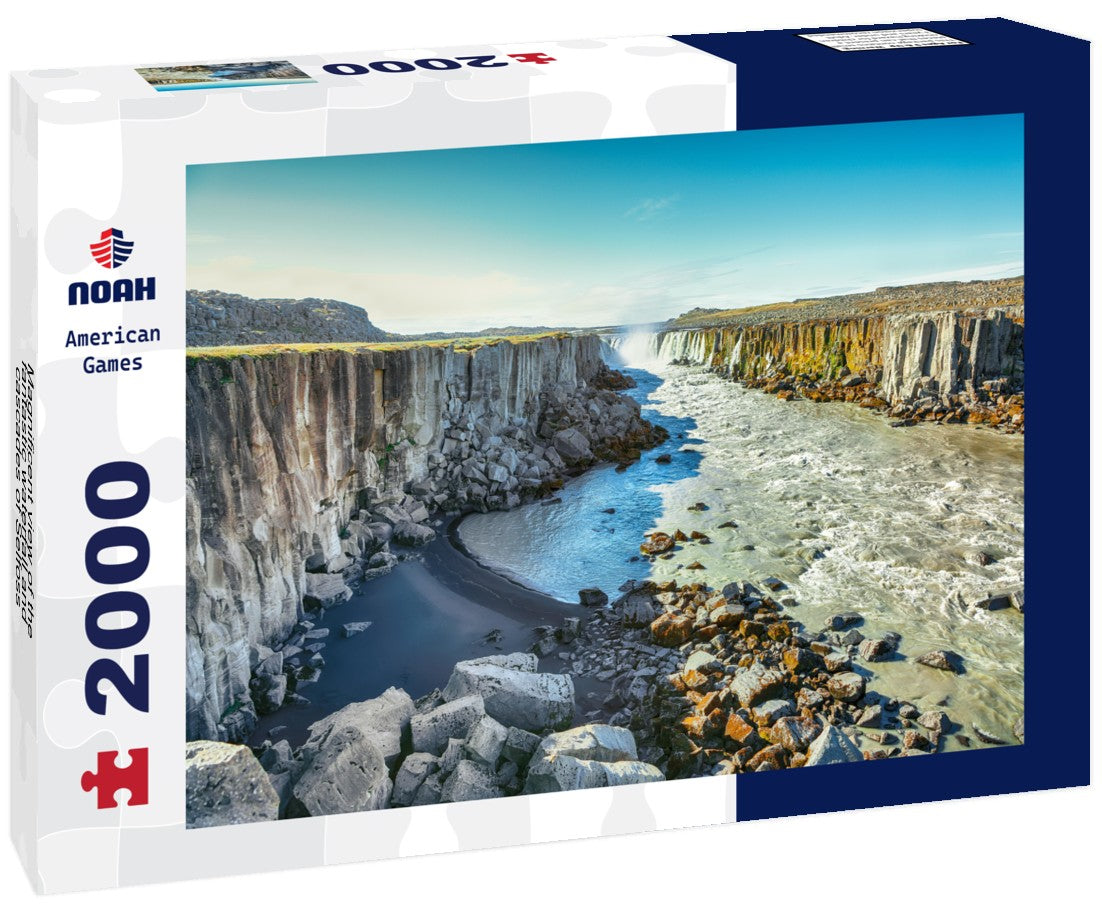 Noah Jigsaw Puzzle Magnificent view of the fantastic waterfall and cascades of Selfoss 2000 Pieces