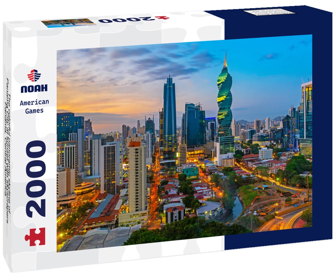 Noah Jigsaw Puzzle The colorful panoramic skyline of Panama City at sunset with skyscrapers, Panama, Central America 2000 Pieces