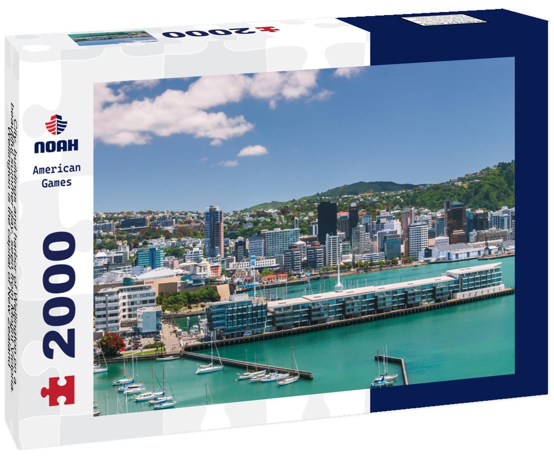 Noah Jigsaw Puzzle City, buildings and harbor of Wellington on a beautiful summer day, seen from Mount Victoria. Wellington is the capital of New Zealand 2000 Pieces