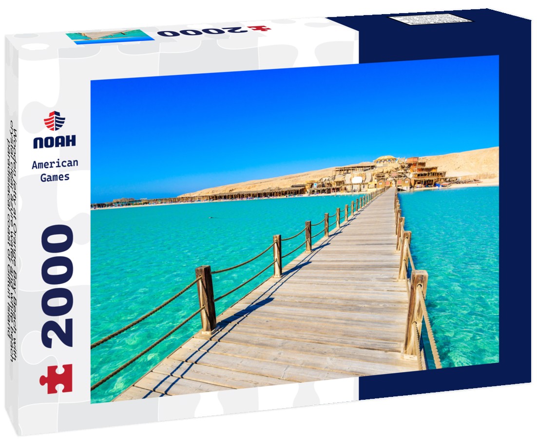 Noah Jigsaw Puzzle Wooden jetty at Orange Bay Beach with crystal clear azure water and white beach - paradisiacal coast of Giftun Island, Mahmya, Hurghada, Red Sea, Egypt 2000 Pieces