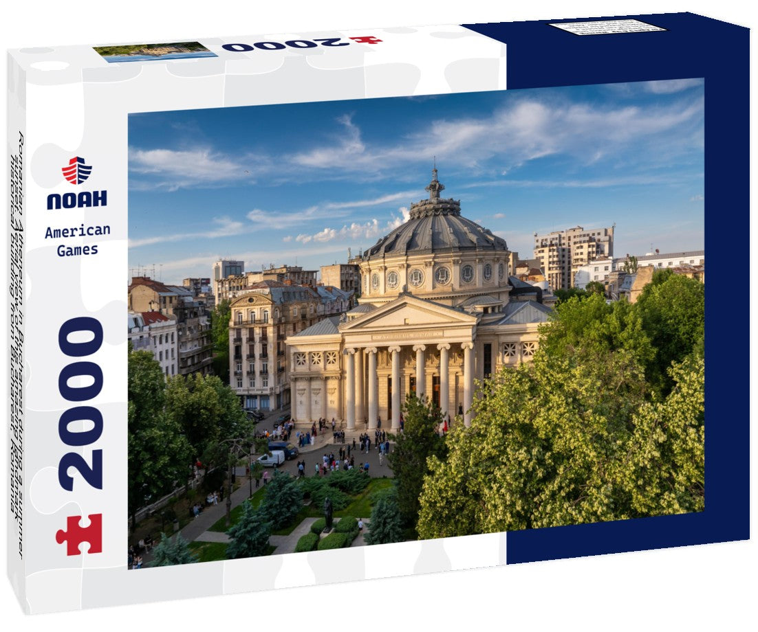Noah Jigsaw Puzzle Romanian Atheneum in Bucharest during a summer sunset. Aerial view of this amazing landmark historical building from Bucharest, Romania, on Victoriei Avenue (Calea Victoriei) 2000 pieces