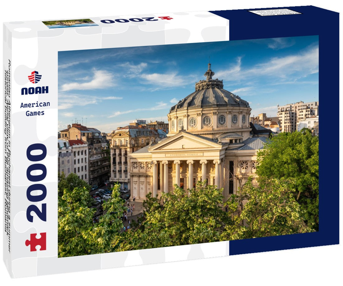 Noah Jigsaw Puzzle Romanian Atheneum in Bucharest during a summer sunset. Aerial view of this amazing landmark historical building from Bucharest, Romania, on Victoriei Avenue (Calea Victoriei) 2000 pieces