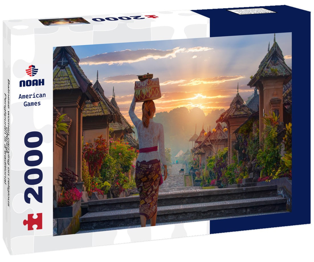 Noah Jigsaw Puzzle Balinese women carrying on religious offering - Penglipuran is a traditional oldest Bali village at Bangli Regency - Bali, Indonesia 2000 pieces