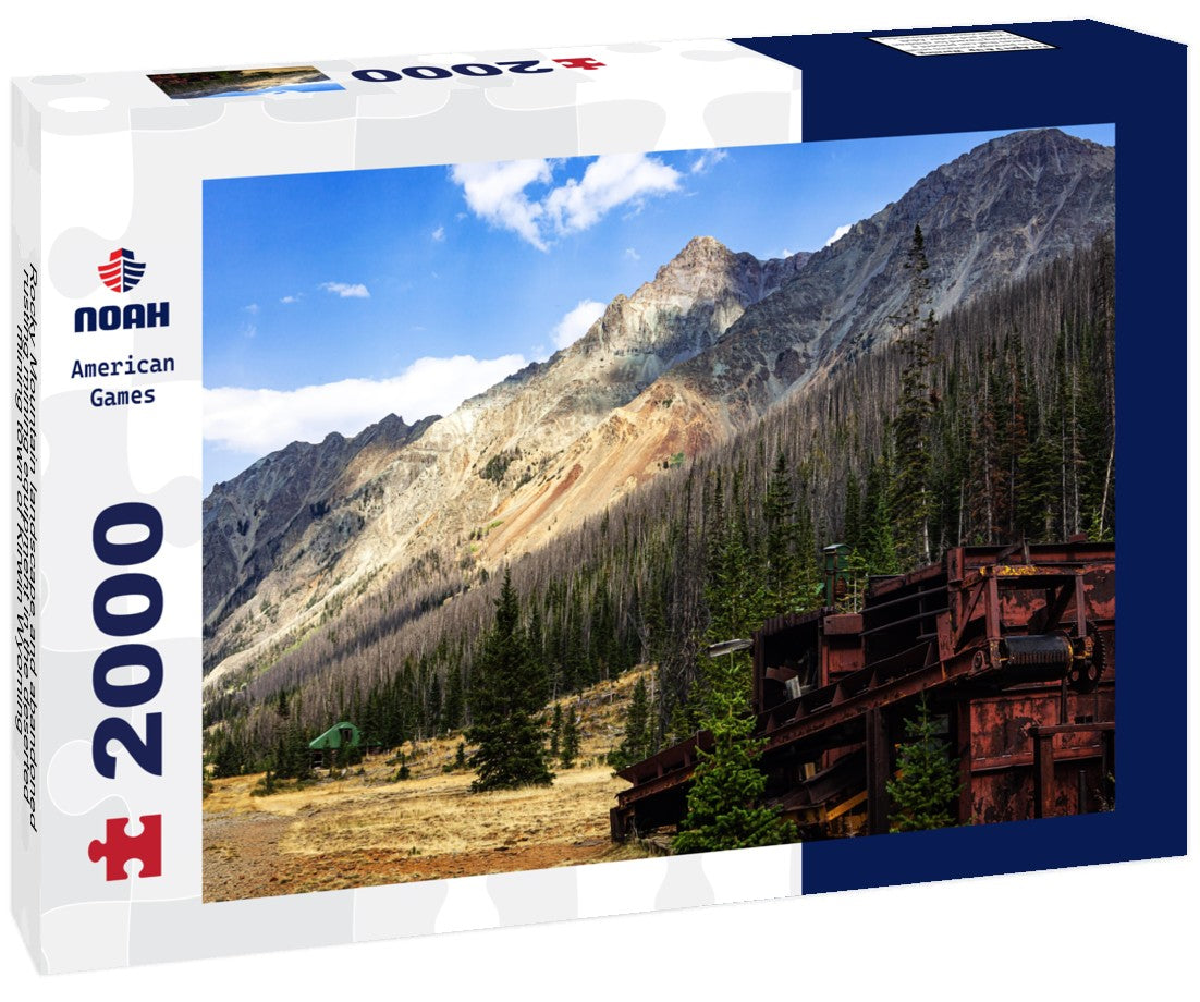Noah Jigsaw Puzzle Rocky Mountain landscape and abandoned rusting mining equipment in the deserted mining town of Kirwin Wyoming 2000 pieces