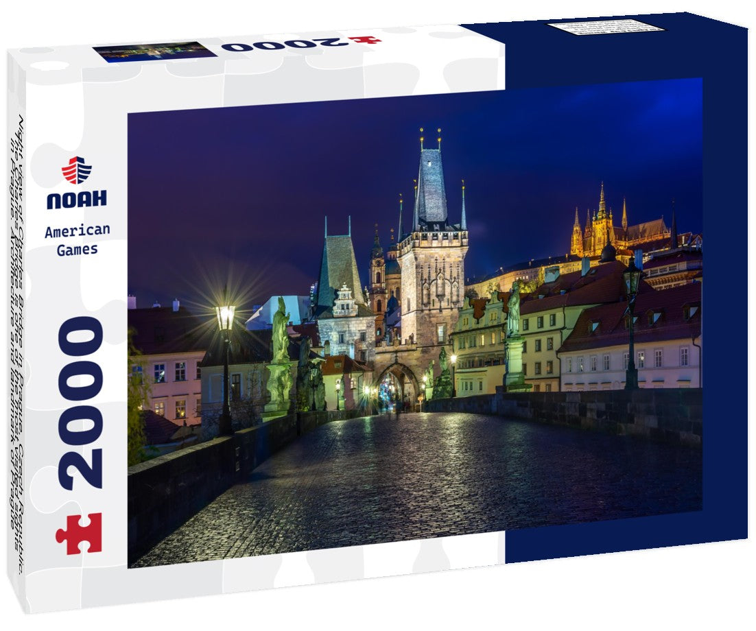 Noah Jigsaw Puzzle Night view of Charles Bridge in Prague, Czech Republic. The Charles Bridge is one of the most visited sights in Prague. Architecture and landmark of Prague 2000 pieces