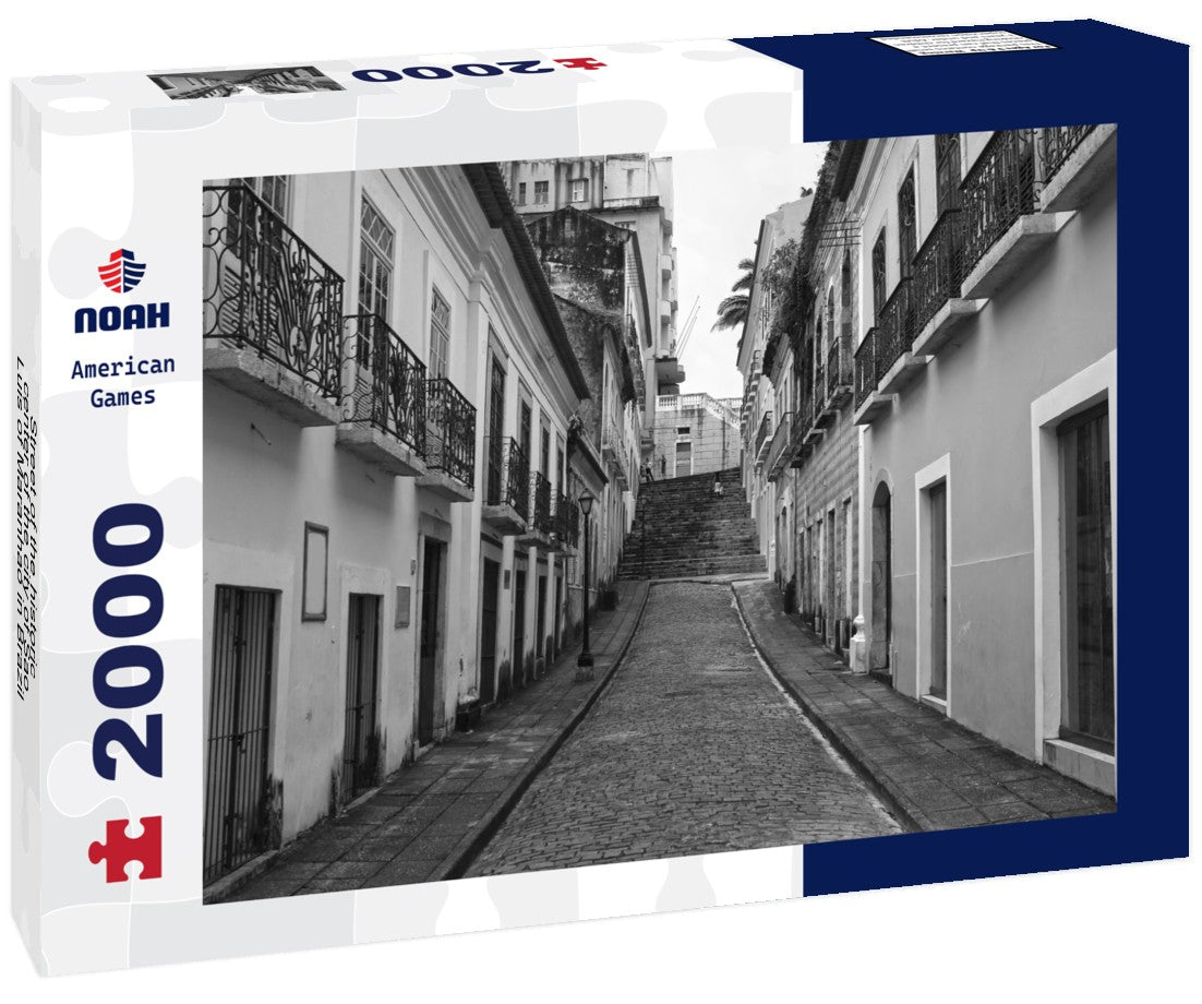 Noah Jigsaw Puzzle Street of the historic center of the city of Sao Luis of Maranhao in Brazil in black white 2000 pieces
