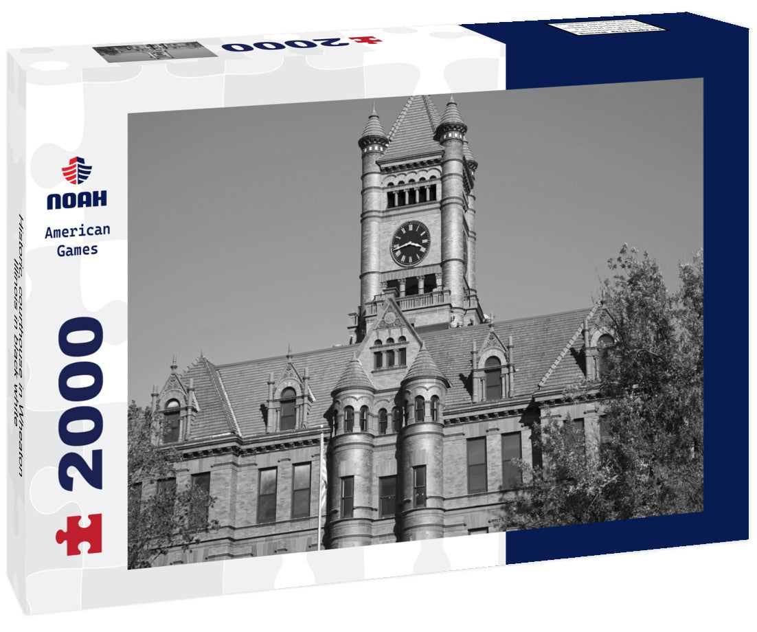 Noah Jigsaw Puzzle Historic, courthouse in Wheaton, Illinois in black white 2000 pieces