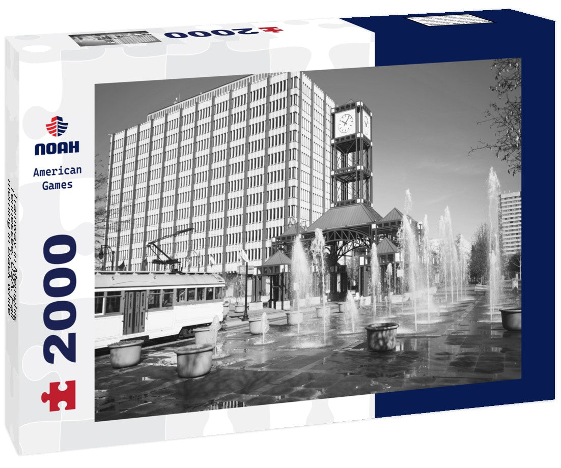 Noah Jigsaw Puzzle Tramway in Memphis, Tennessee, USA. Fall morning in black white 2000 pieces