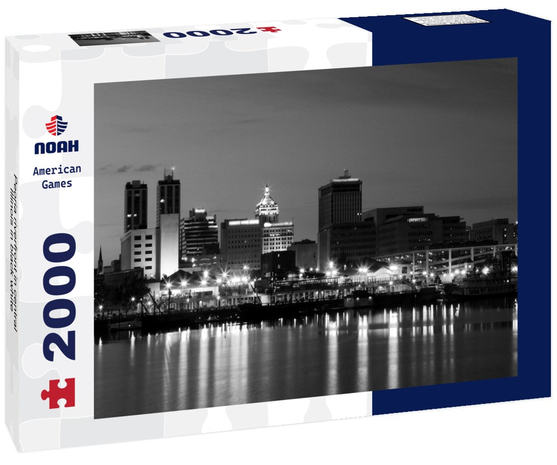 Noah Jigsaw Puzzle Peoria riverfront in central Illinois in black white 2000 pieces