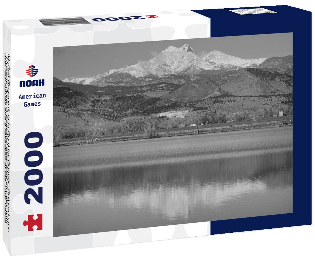 Noah Jigsaw Puzzle McCall Reservoir is in Boulder County, Colorado the Hygiene Area. A beautiful clear blue sky day with with low clouds and a reflection of the Twin Peaks Mt Meeker and Longs Peak in black white 2000 pieces