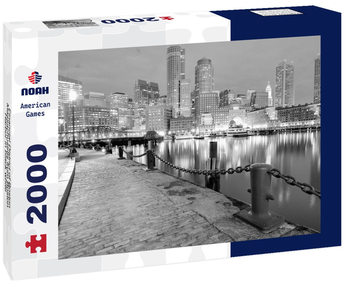 Noah Jigsaw Puzzle Financial District of Boston, Massachusetts from Boston Harbor in black white 2000 pieces