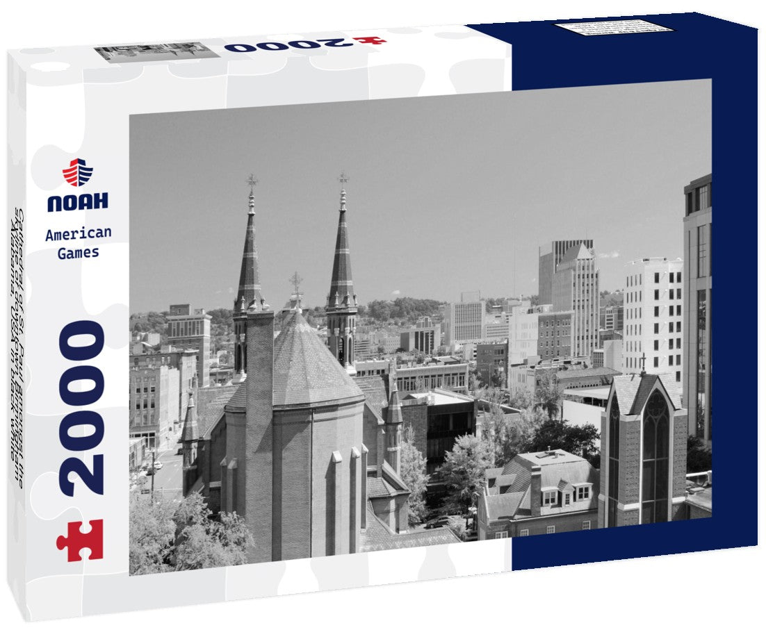 Noah Jigsaw Puzzle Cathedral of St. Paul amongst the skyline of downtown Birmingham, Alabama, USA in black white 2000 pieces