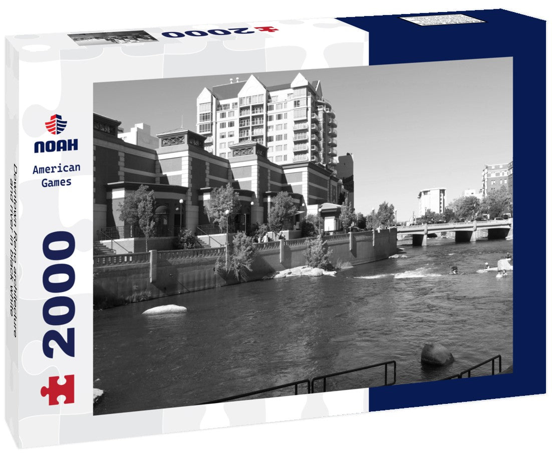 Noah Jigsaw Puzzle Downtown Reno architecture and river in black white 2000 pieces
