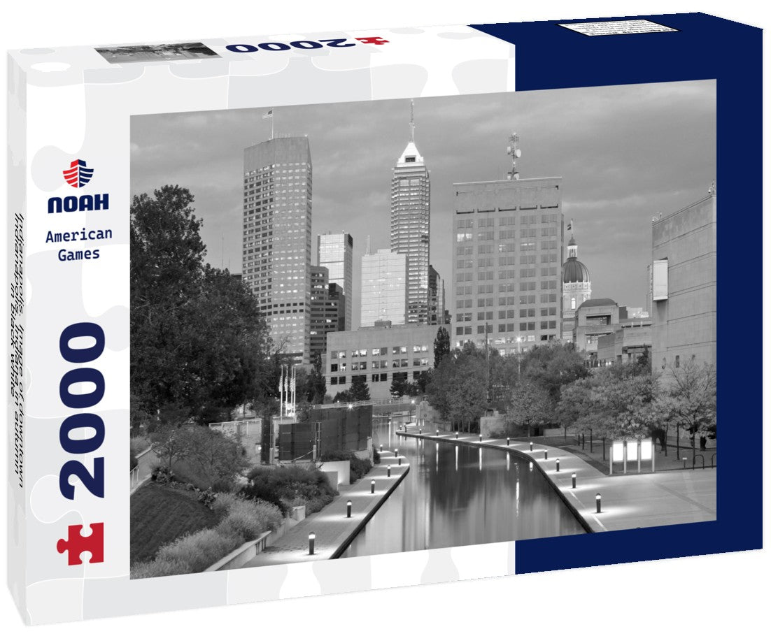 Noah Jigsaw Puzzle Indianapolis. Image of downtown Indianapolis, Indiana in autumn in black white 2000 pieces