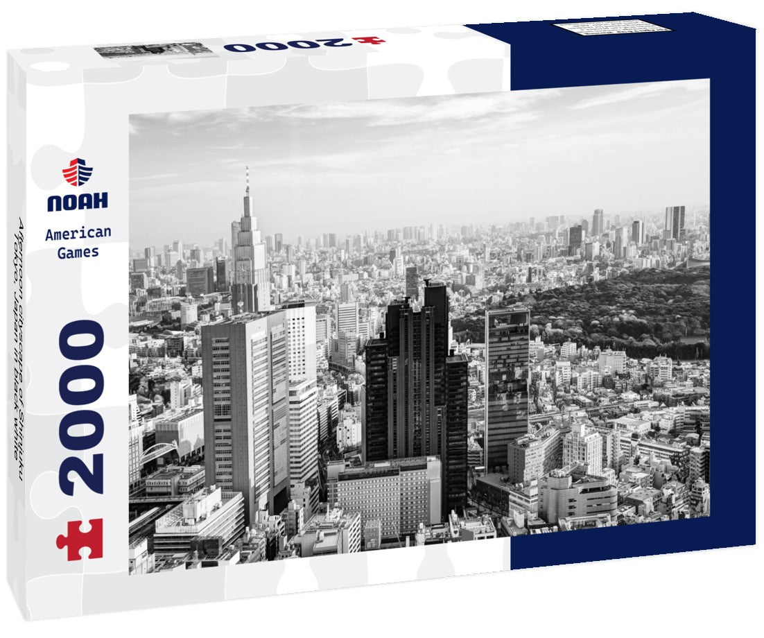 Noah Jigsaw Puzzle Afternoon cityscape of Shinjuku, Tokyo, Japan in black white 2000 pieces