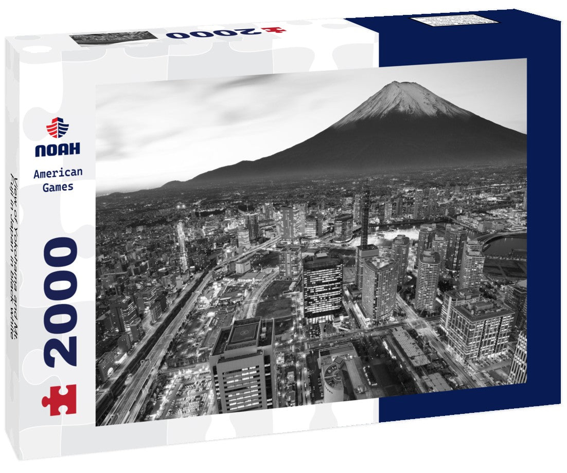 Noah Jigsaw Puzzle View of Yokohama and Mt. Fuji in Japan in black white 2000 pieces
