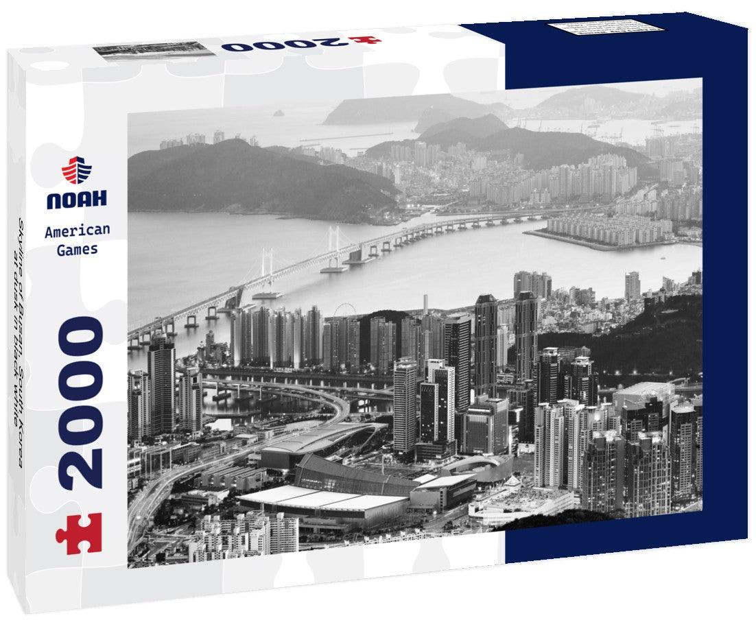 Noah Jigsaw Puzzle Skyline of Busan, South Korea at dusk in black white 2000 pieces