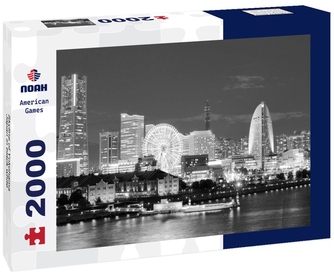 Noah Jigsaw Puzzle Skyline of Yokohama, Japan in black white 2000 pieces