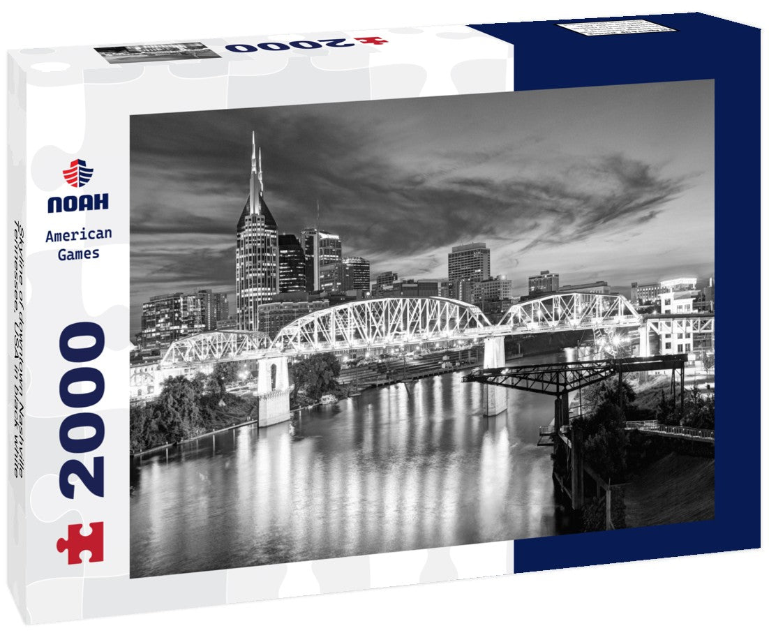 Noah Jigsaw Puzzle Skyline of downtown Nashville, Tennessee, USA in black white 2000 pieces