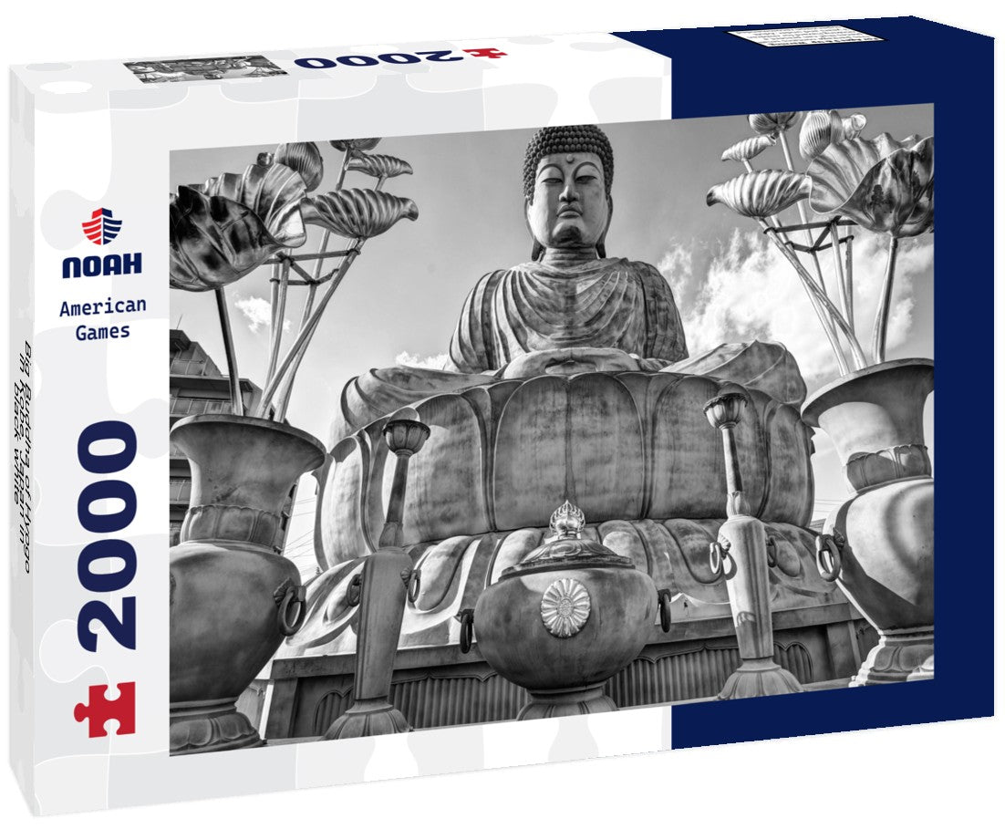 Noah Jigsaw Puzzle Big Buddha of Hyogo in Kobe, Japan in black white 2000 pieces