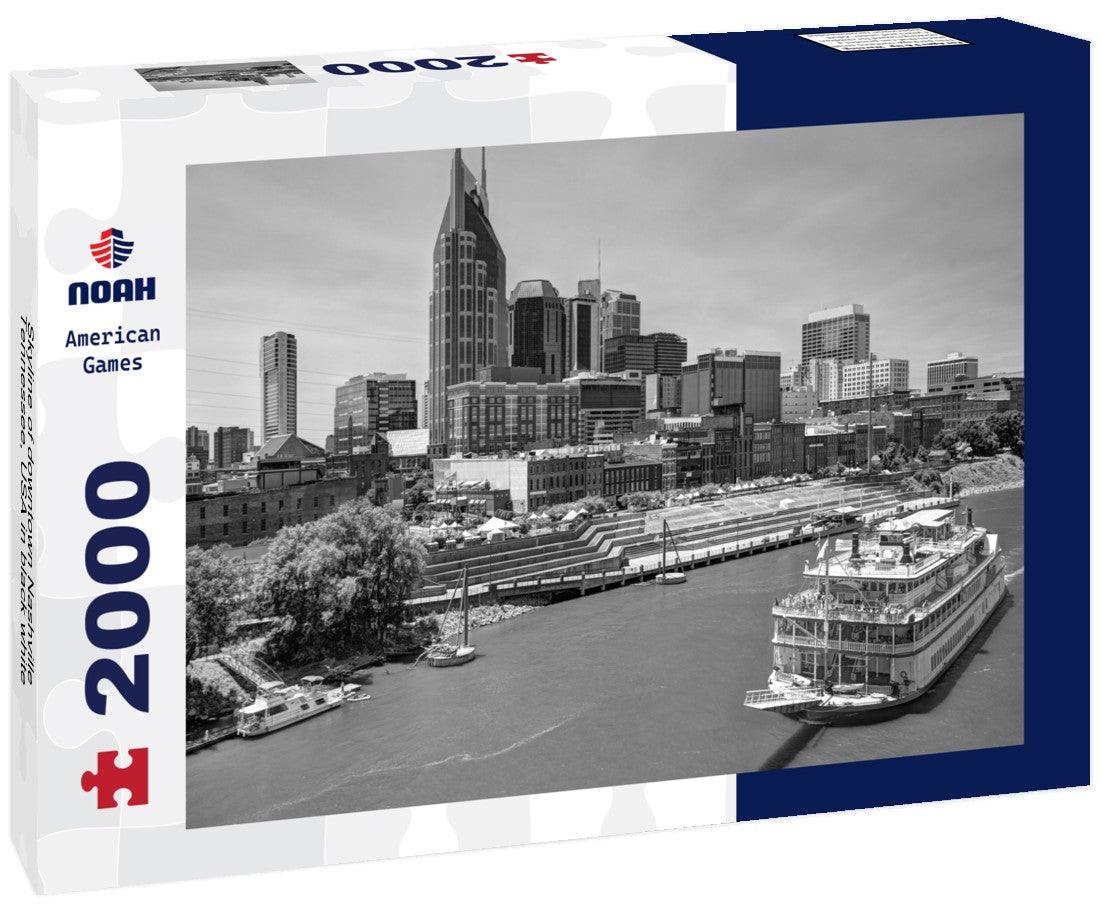 Noah Jigsaw Puzzle Skyline of downtown Nashville, Tennessee, USA in black white 2000 pieces