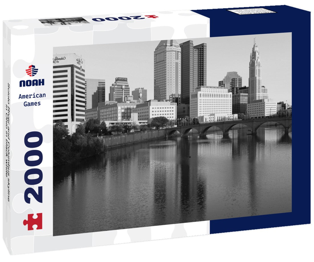 Noah Jigsaw Puzzle Scioto River and Columbus skyline in Ohio in black white 2000 pieces